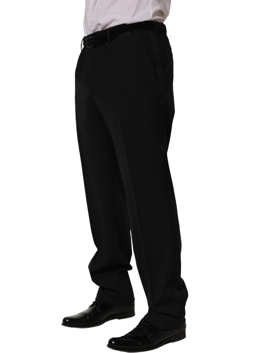 Dolce &amp; Gabbana Black Wool Tapered Leg Dress Trouser Pants