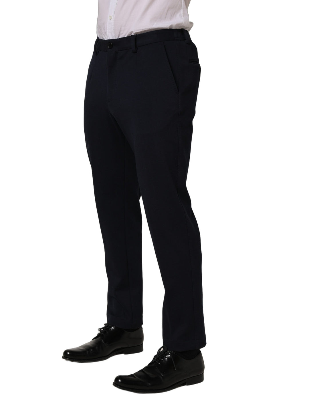 Dolce &amp; Gabbana Black Cotton Tapered Leg Dress Trouser Pants