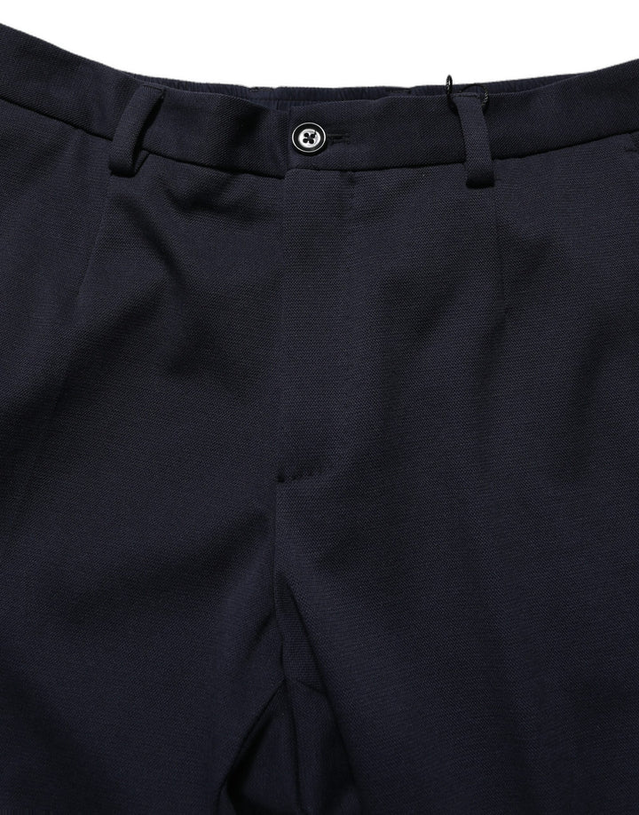 Dolce &amp; Gabbana Black Cotton Tapered Leg Dress Trouser Pants