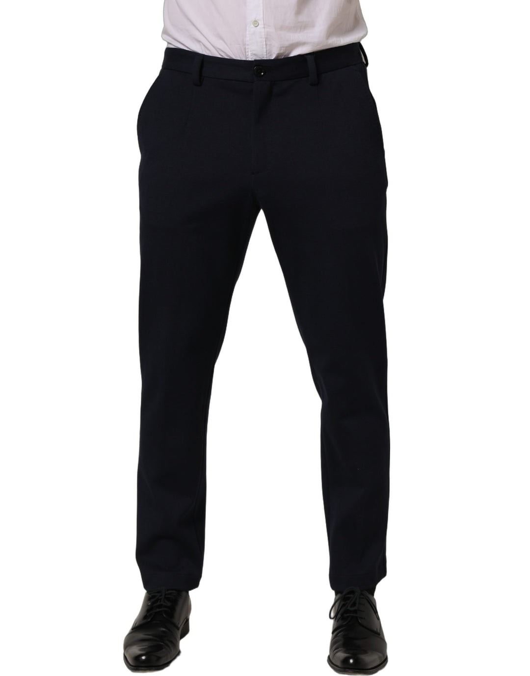 Dolce &amp; Gabbana Black Cotton Tapered Leg Dress Trouser Pants