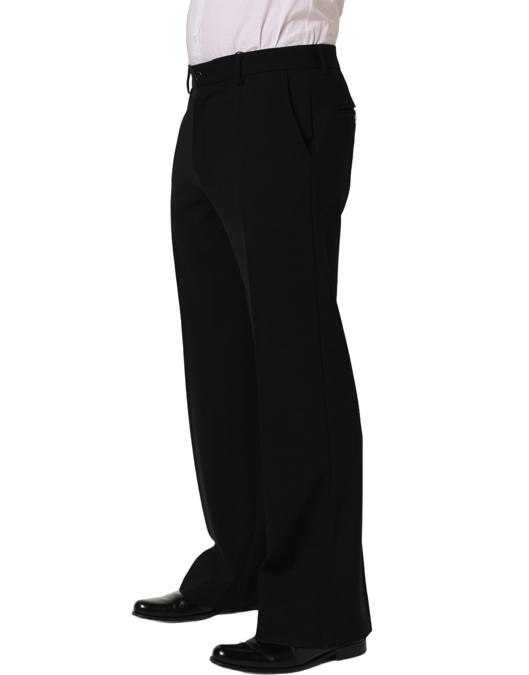 Dolce &amp; Gabbana Black Wool Straight Men Dress Trouser Pants