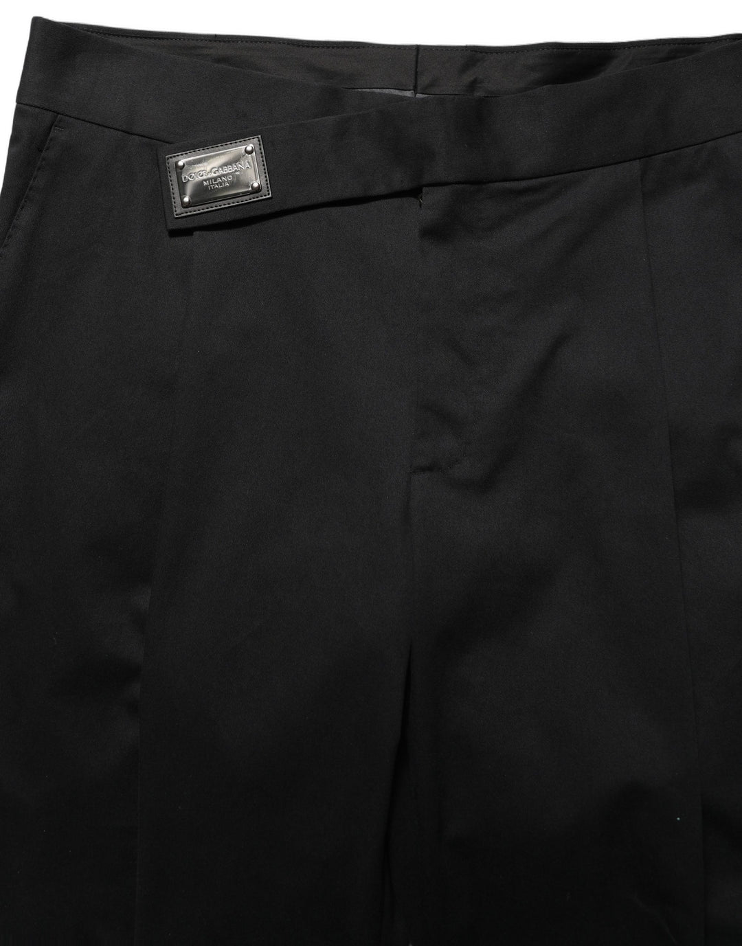 Dolce &amp; Gabbana Black Cotton Straight Leg DressTrouser Pants