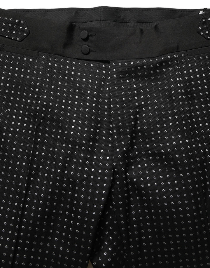 Dolce &amp; Gabbana Black Polka Dot Cotton Dress Trouser Pants
