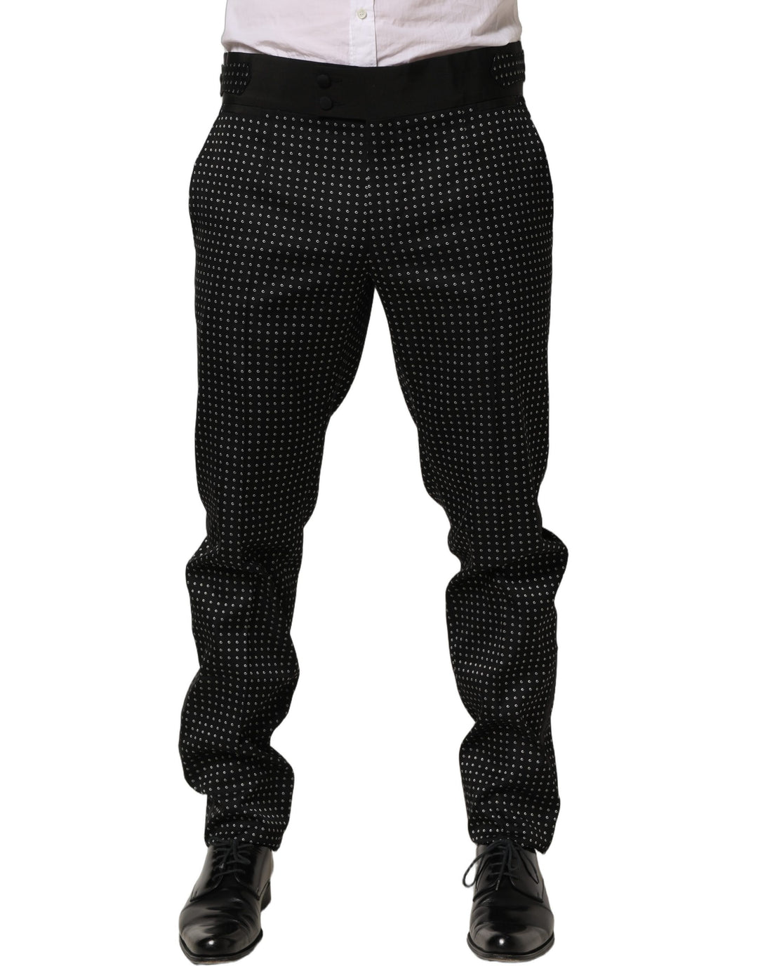 Dolce &amp; Gabbana Black Polka Dot Cotton Dress Trouser Pants