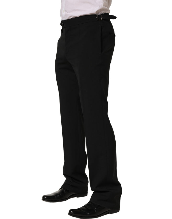 Dolce &amp; Gabbana Black Tapered Leg Men Dress Trouser Pants