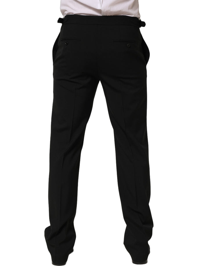 Dolce &amp; Gabbana Black Tapered Leg Men Dress Trouser Pants