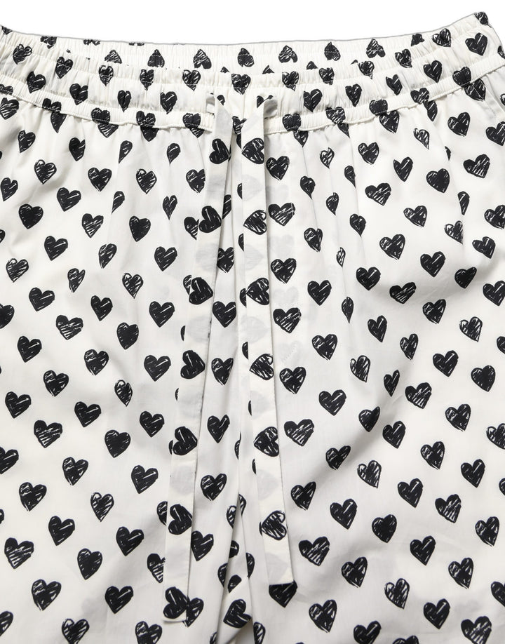 Dolce &amp; Gabbana White Graphic Heart Print Men Trousers Pants