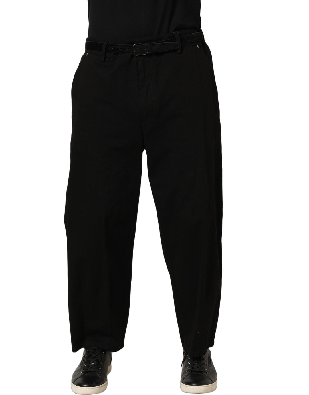 Dolce &amp; Gabbana Black Mid Waist Straight Men Trouser Pants