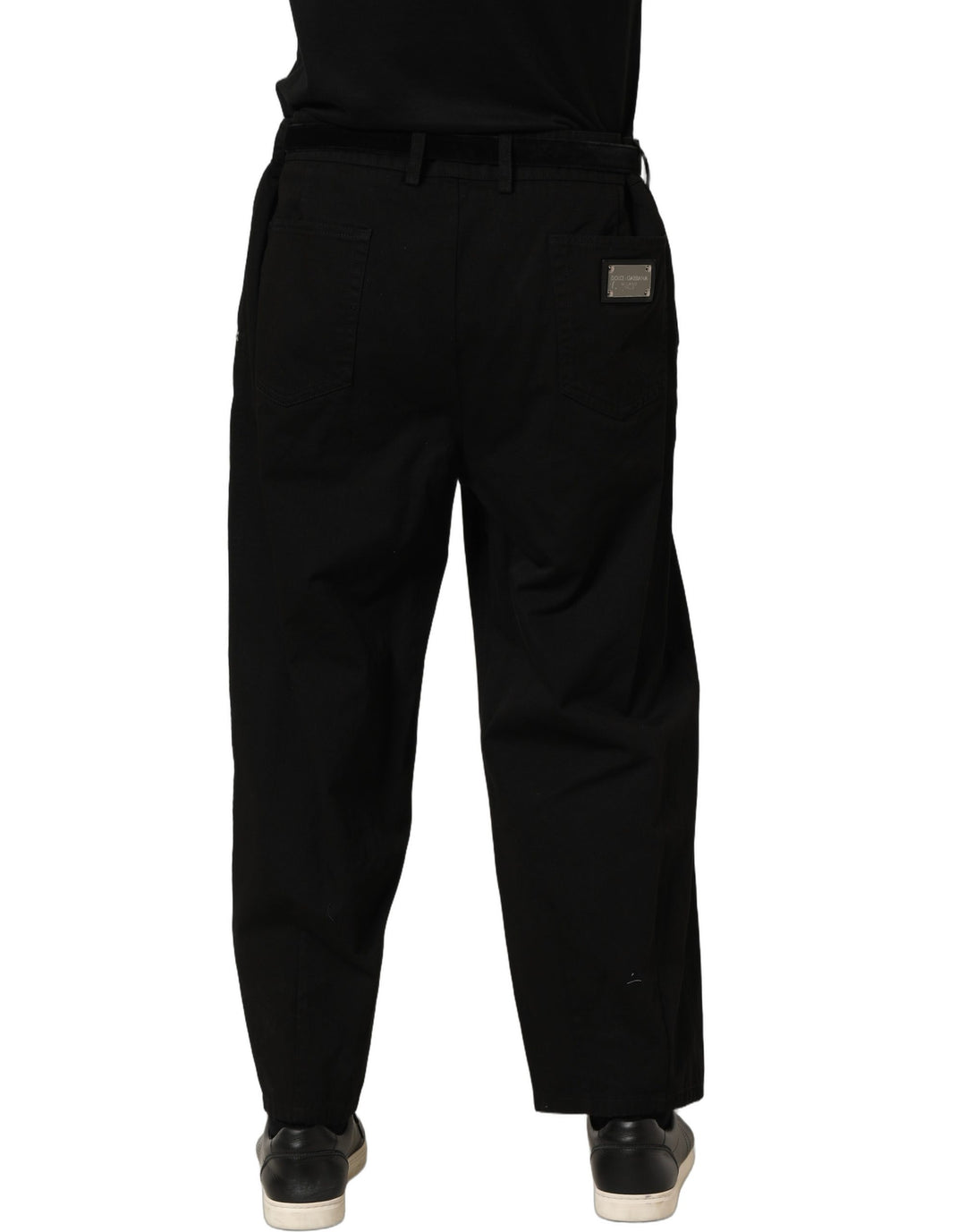 Dolce &amp; Gabbana Black Mid Waist Straight Men Trouser Pants