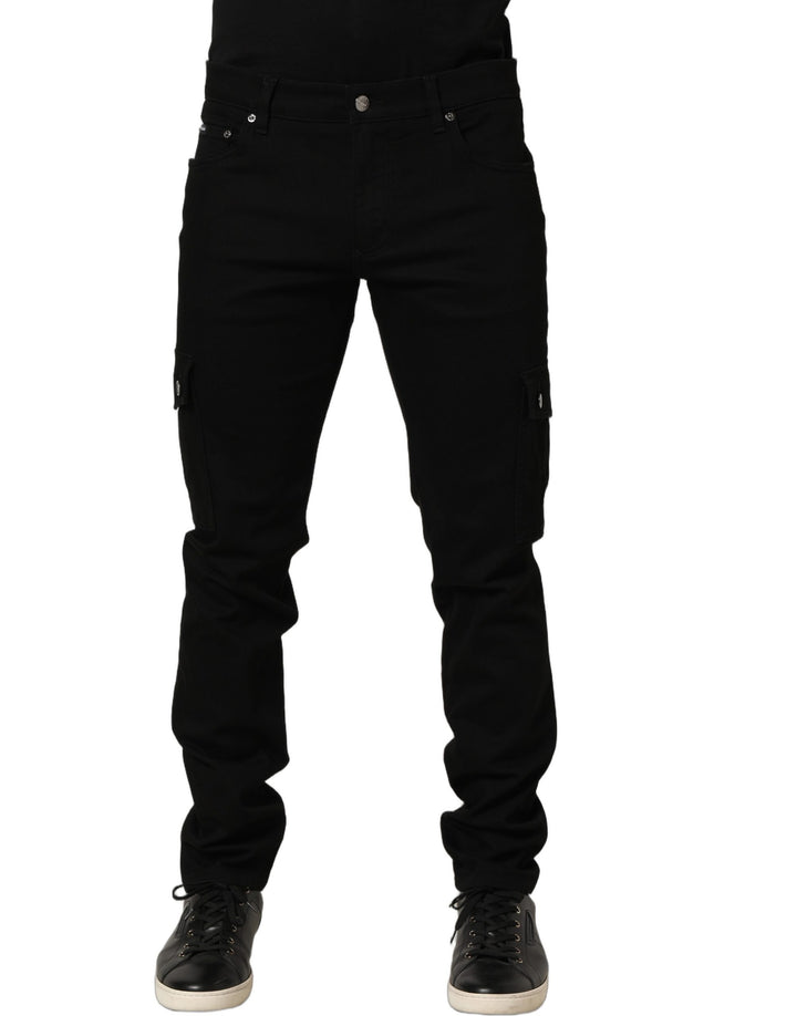 Dolce &amp; Gabbana Black Cotton Stretch Skinny Men Denim Jeans