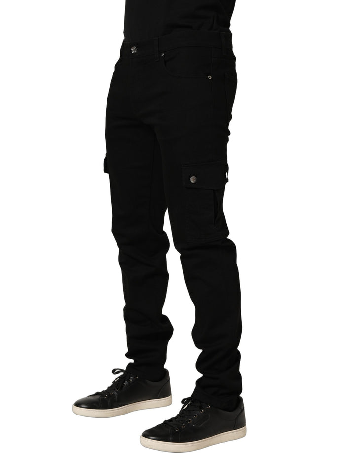 Dolce &amp; Gabbana Black Cotton Stretch Skinny Men Denim Jeans