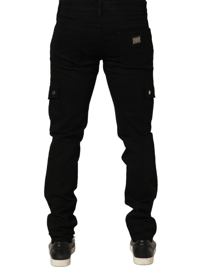 Dolce &amp; Gabbana Black Cotton Stretch Skinny Men Denim Jeans