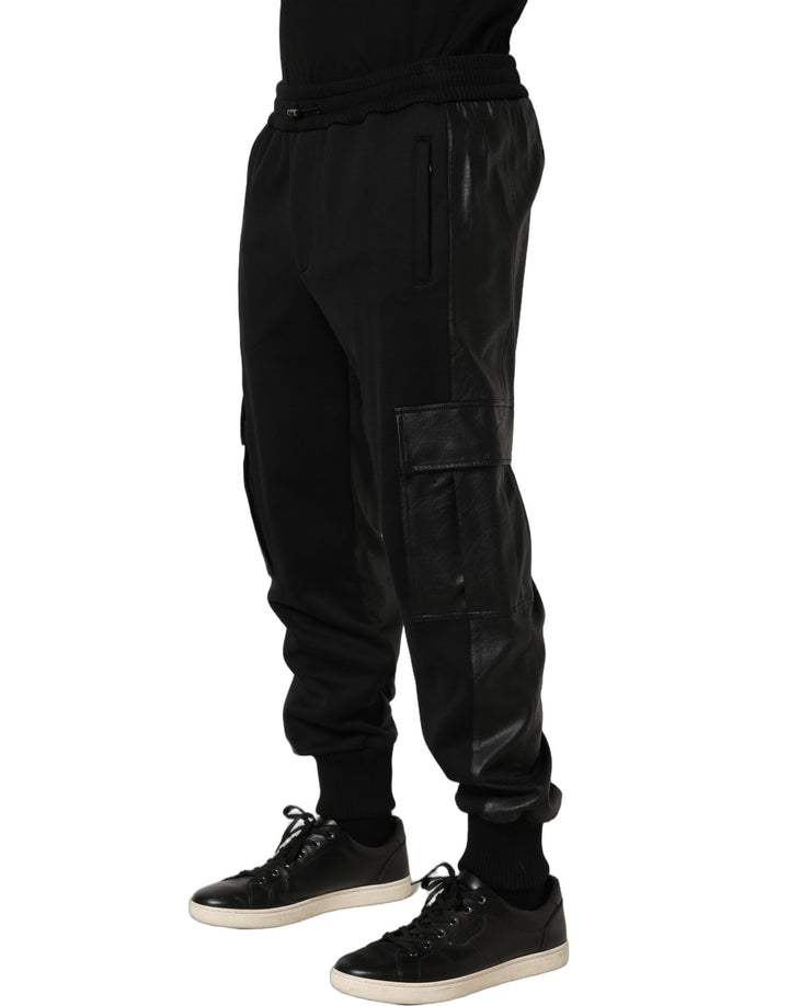 Dolce &amp; Gabbana Black Mid Waist Cargo Jogger Sweatpants Pants