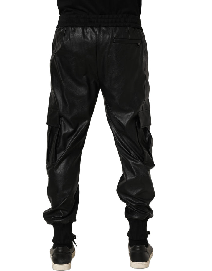 Dolce &amp; Gabbana Black Mid Waist Cargo Jogger Sweatpants Pants