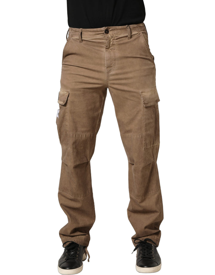 Dolce &amp; Gabbana Brown Mid Waist Cargo Straight Trouser Pants