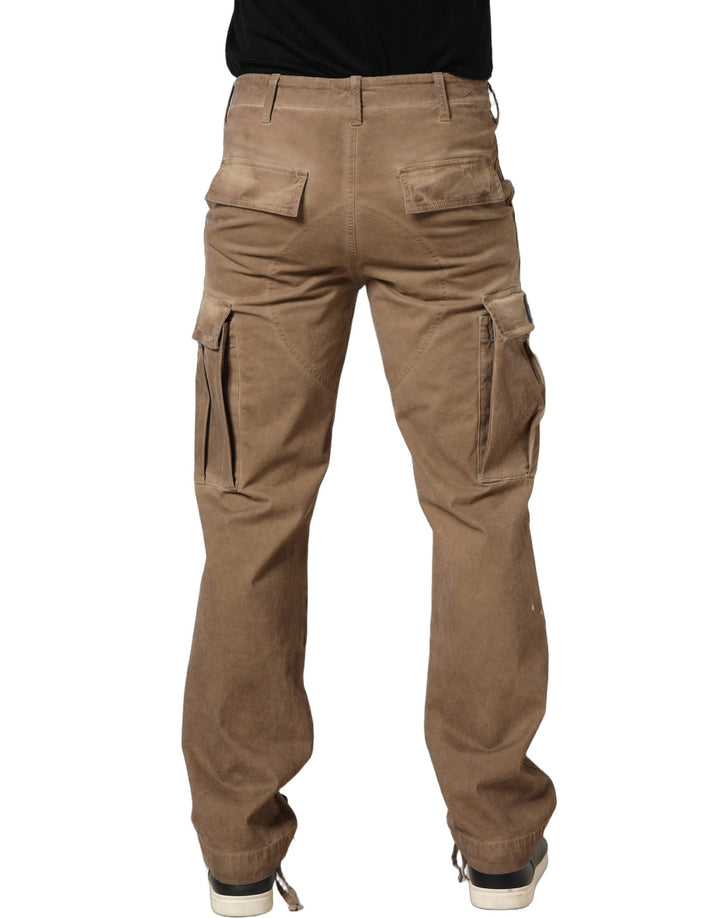 Dolce &amp; Gabbana Brown Mid Waist Cargo Straight Trouser Pants