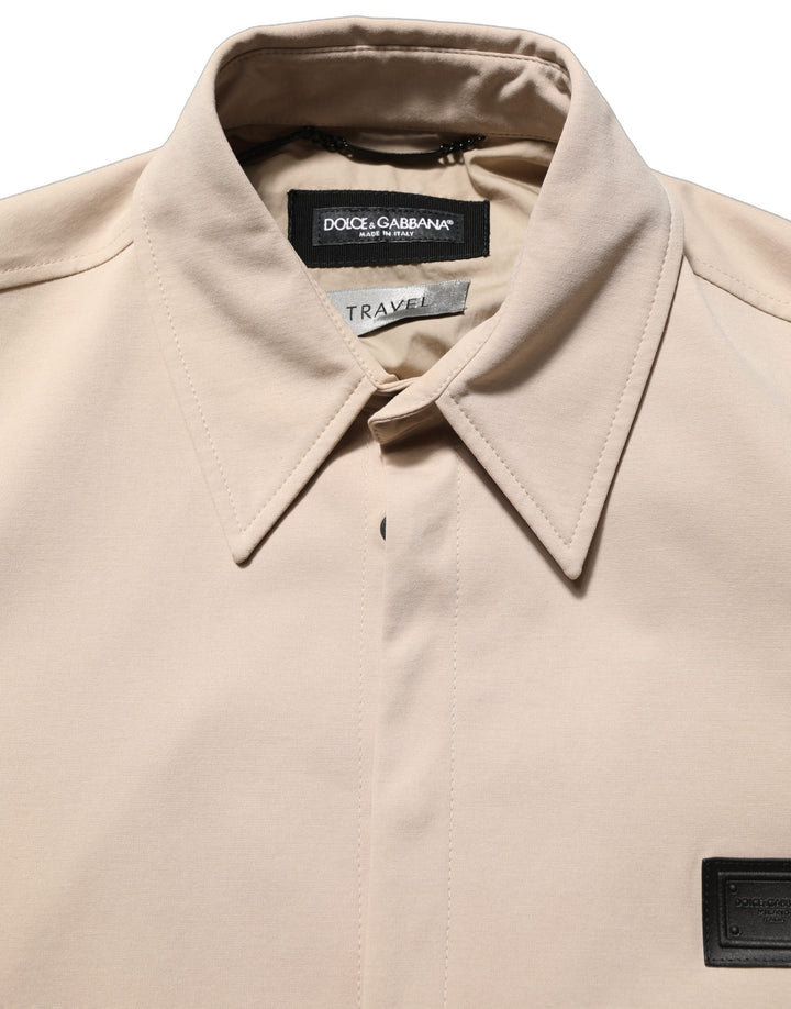 Dolce &amp; Gabbana Beige Logo Overshirt Cotton Men Casual Shirt