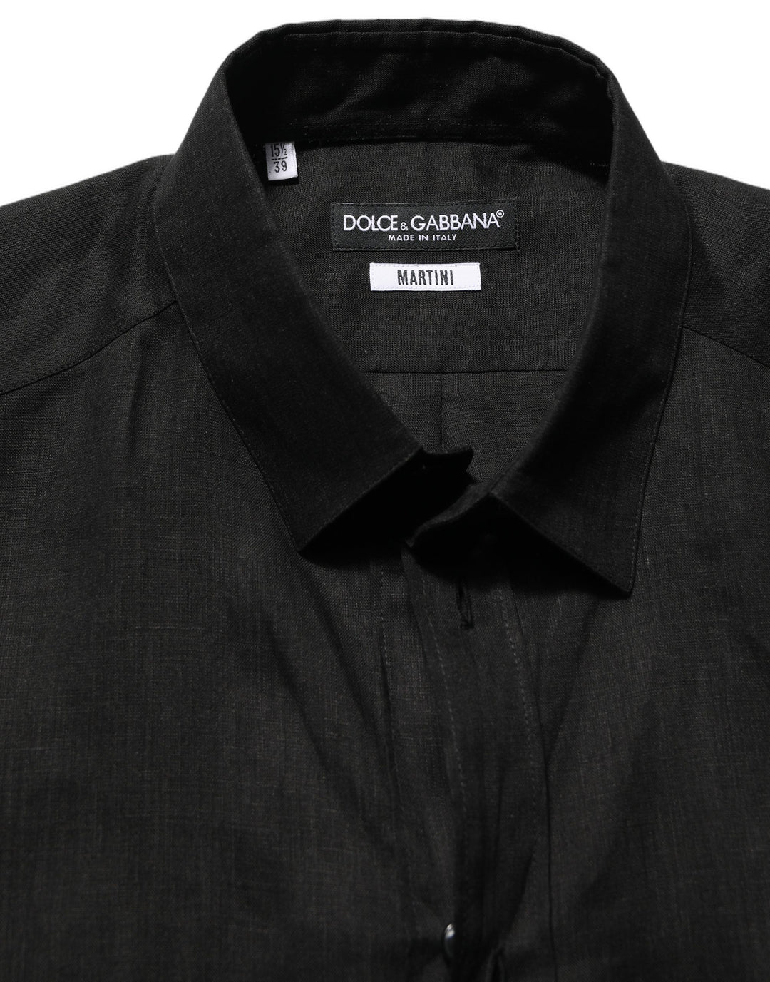 Dolce &amp; Gabbana Black MARTINI Long Sleeves Linen Dess Shirt