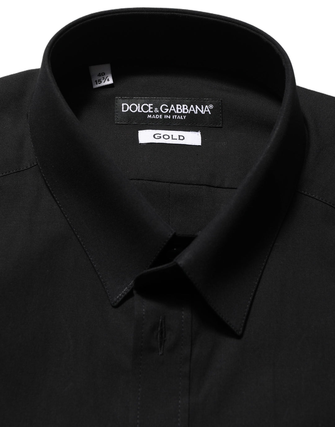 Dolce &amp; Gabbana Black Cotton Stretch GOLD Fit Dress Shirt
