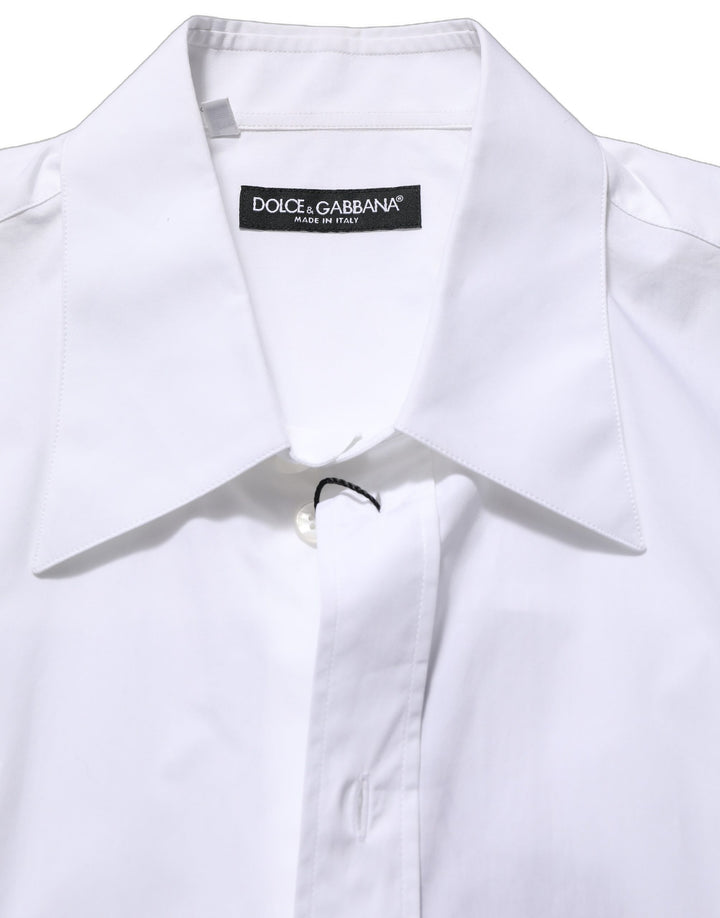 Dolce &amp; Gabbana White Cotton Sleeveless Formal Dress Shirt
