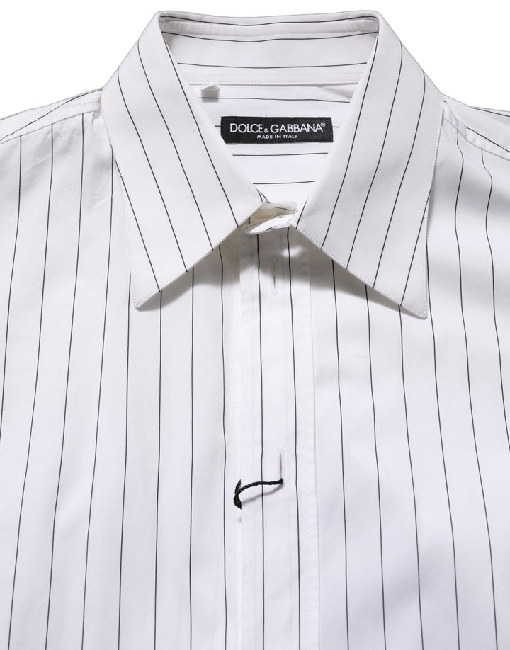 Dolce &amp; Gabbana White Stripes Cotton Men Formal Dress Shirt