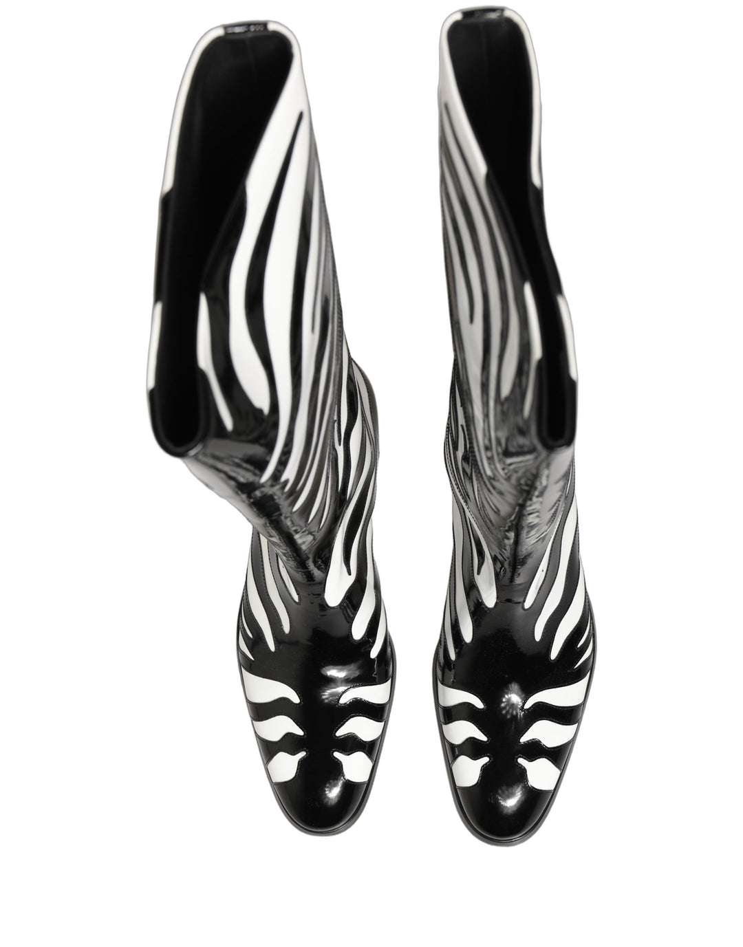 Dolce &amp; Gabbana Black White Zebra Knee High Men Boots Shoes
