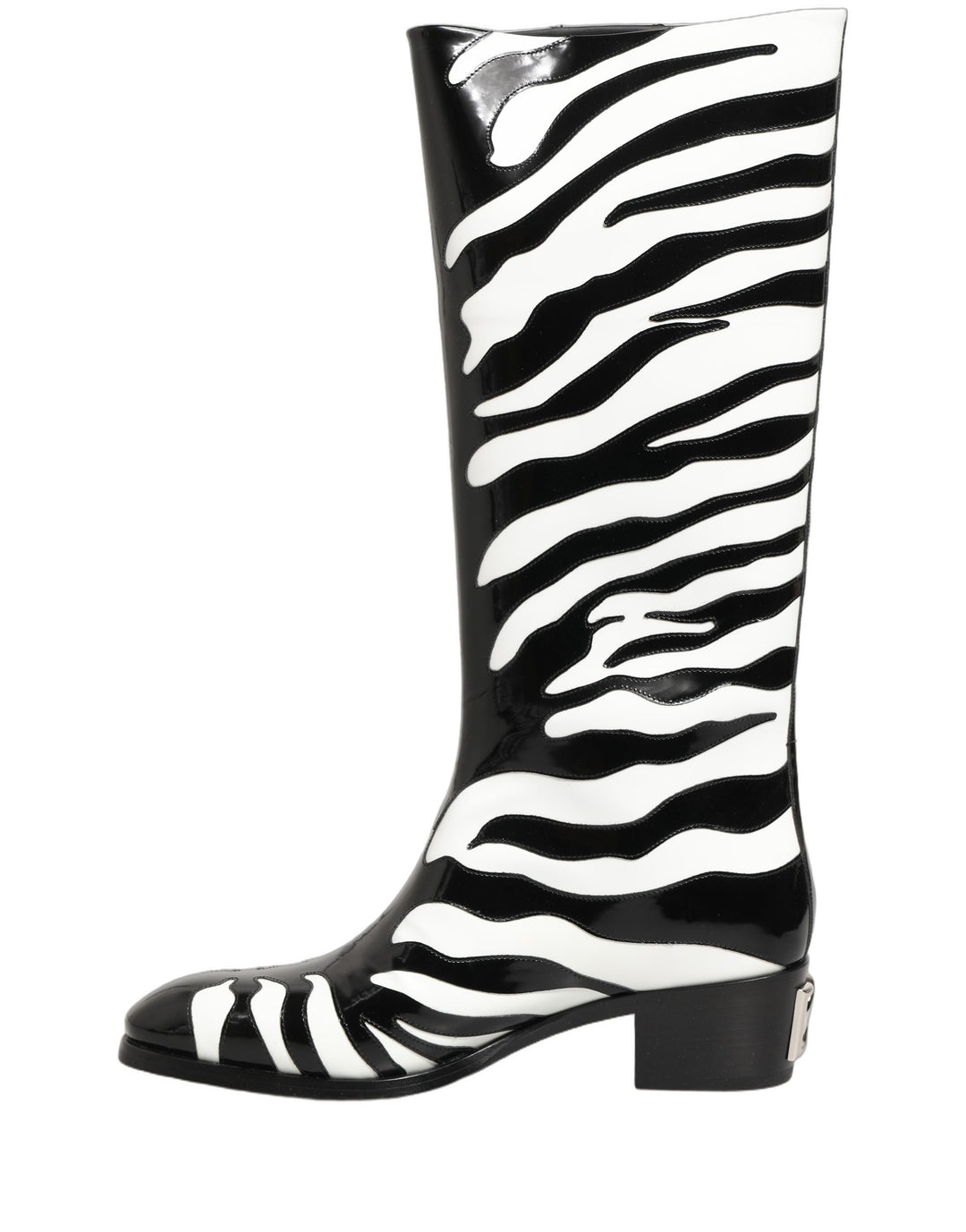 Dolce &amp; Gabbana Black White Zebra Knee High Men Boots Shoes