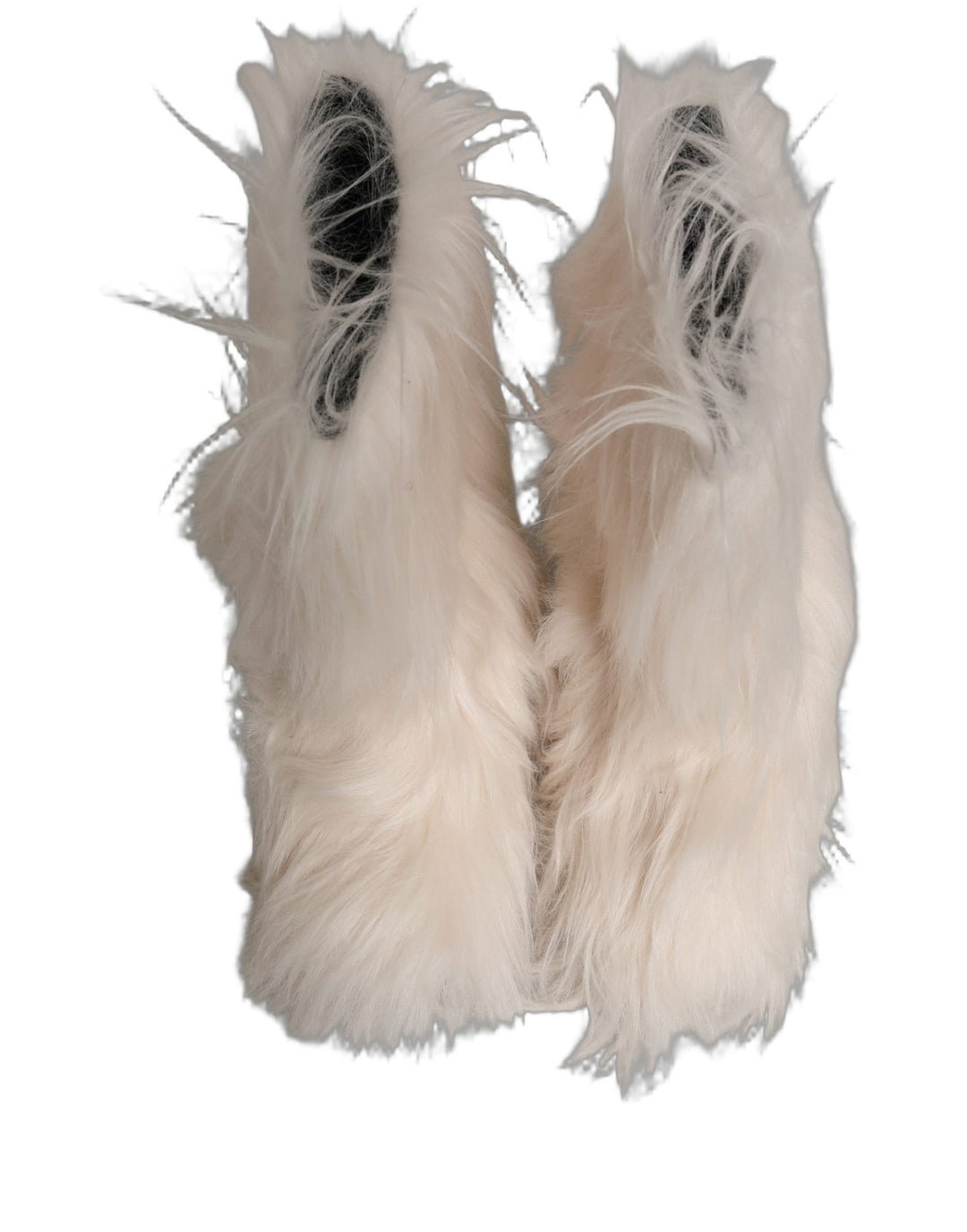Dolce &amp; Gabbana White Faux Fur Mid Calf Men Boots Shoes