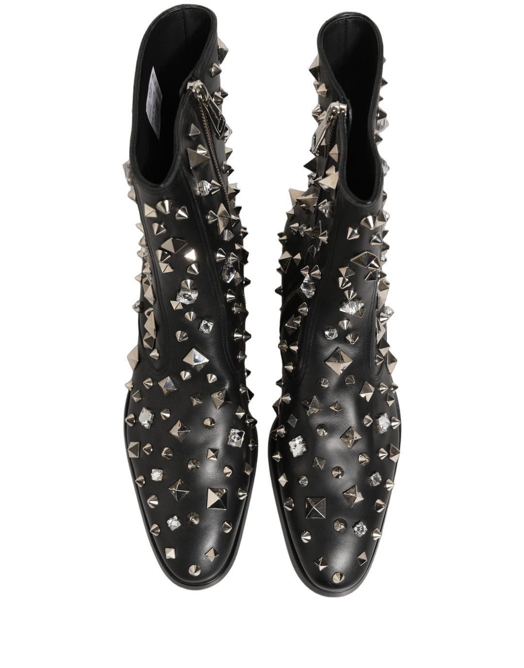 Dolce &amp; Gabbana Black Crystal Embellished Short Boots Shoes