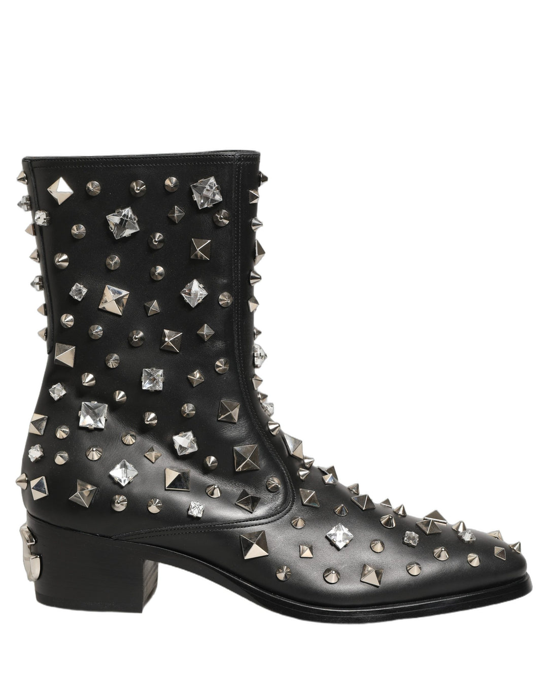 Dolce &amp; Gabbana Black Crystal Embellished Short Boots Shoes