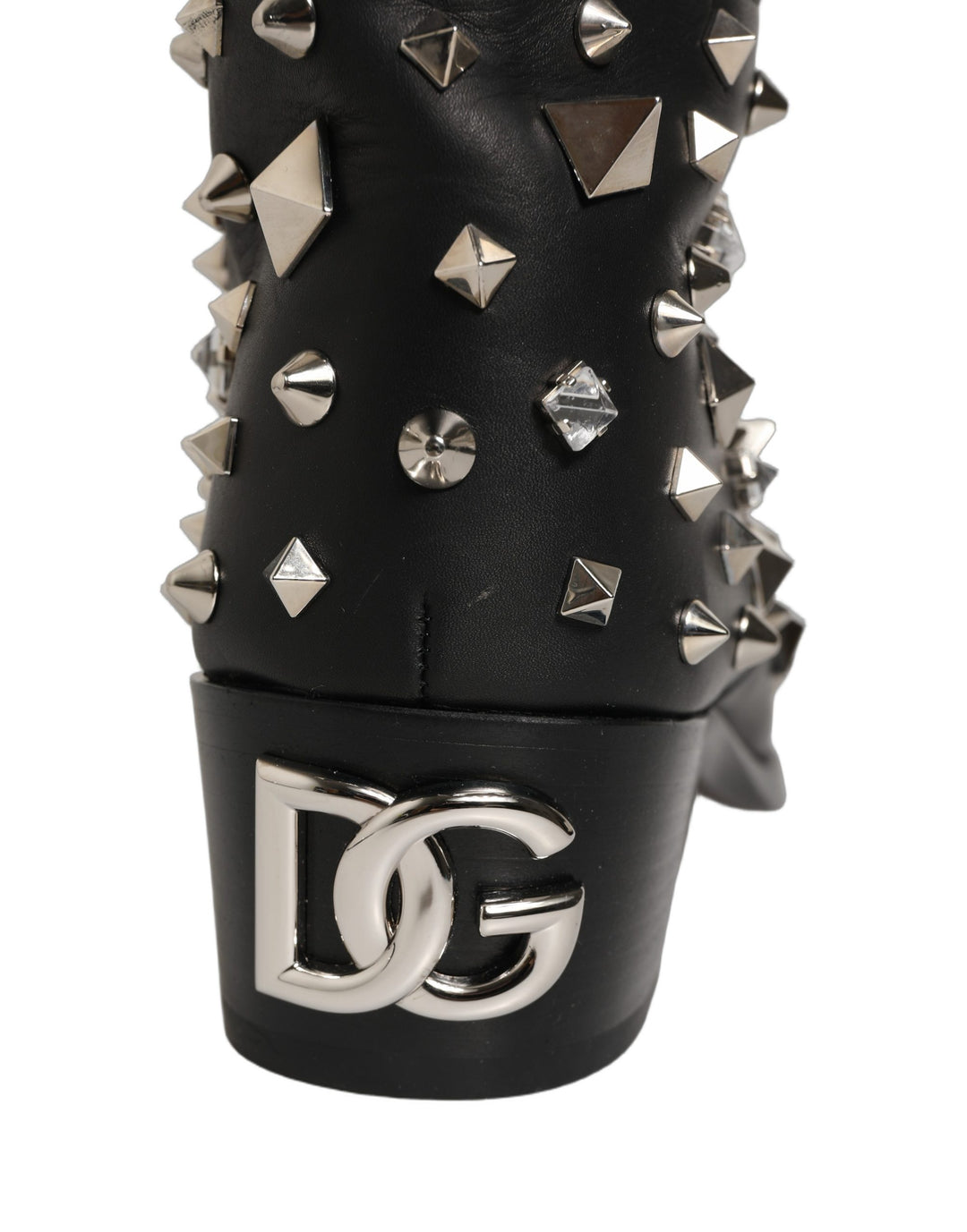 Dolce &amp; Gabbana Black Crystal Embellished High Boots Shoes
