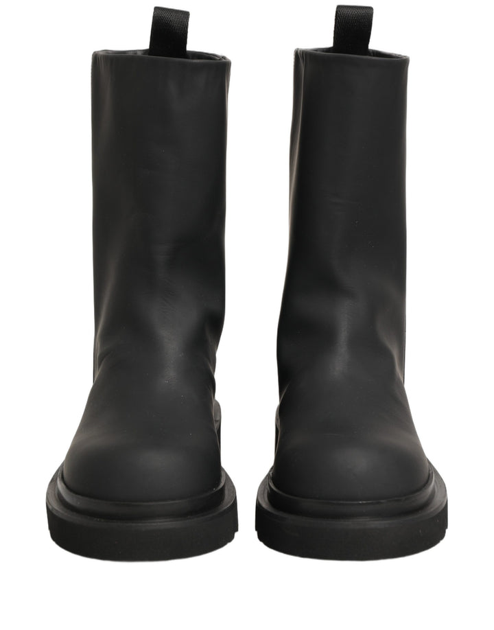 Dolce &amp; Gabbana Black Leather Mid Calf Chunky Men Boots Shoes