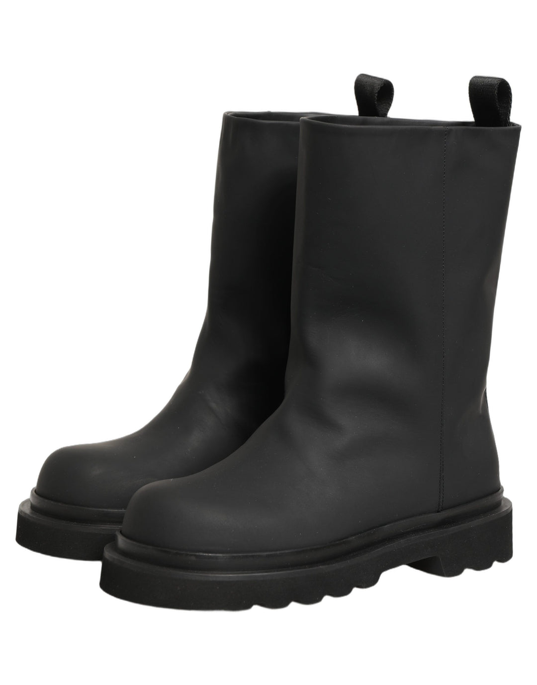 Dolce &amp; Gabbana Black Leather Mid Calf Chunky Men Boots Shoes