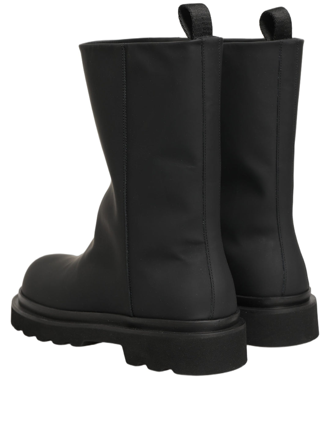 Dolce &amp; Gabbana Black Leather Mid Calf Chunky Men Boots Shoes