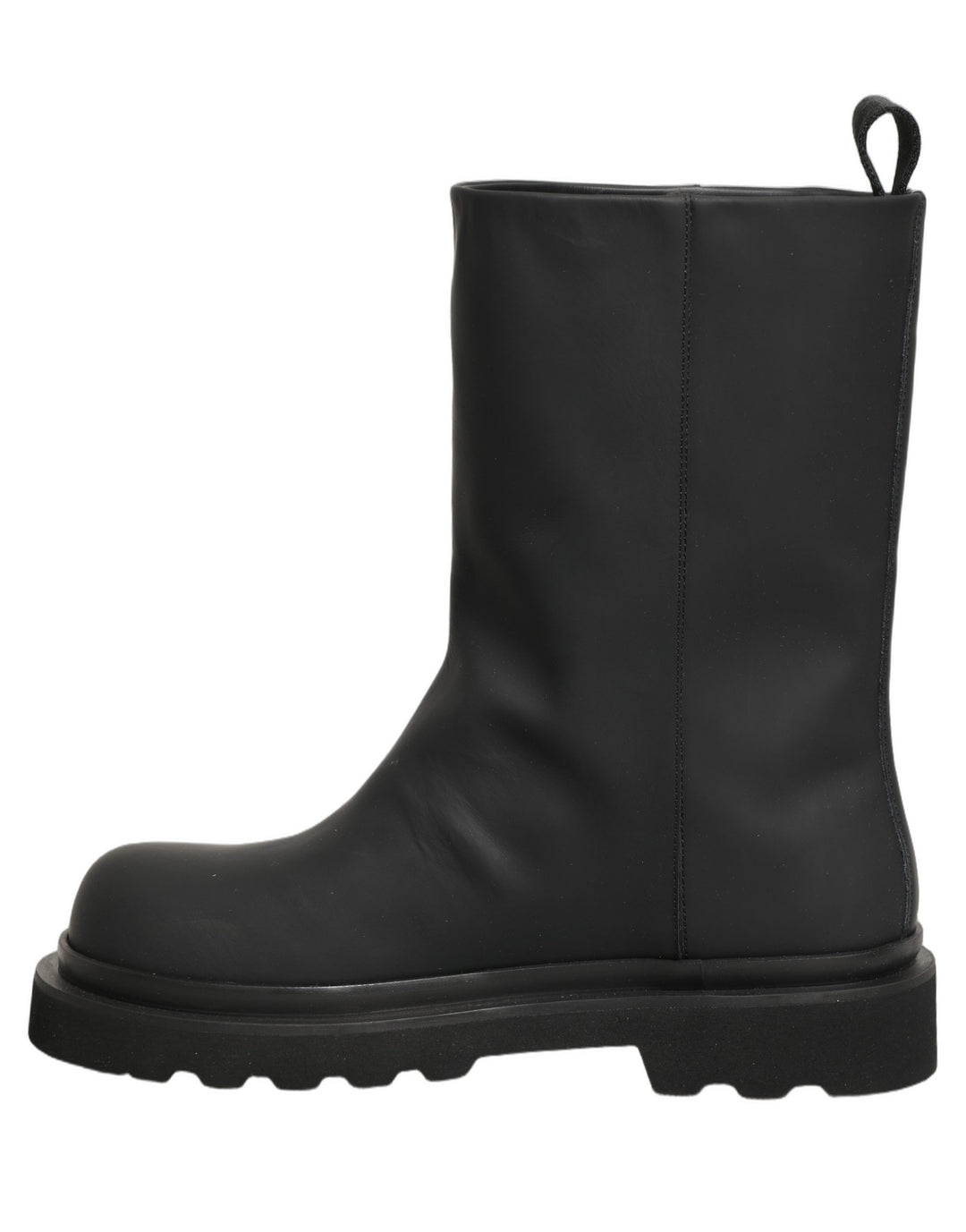 Dolce &amp; Gabbana Black Leather Mid Calf Chunky Men Boots Shoes