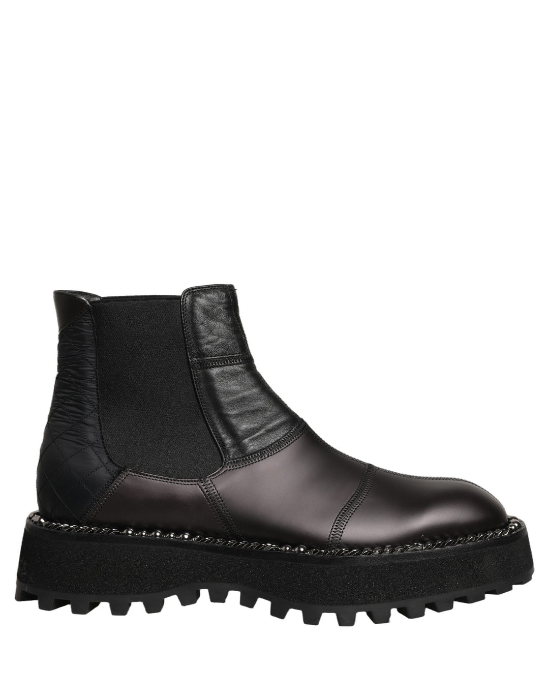 Dolce &amp; Gabbana Black Chelsea Boots Leather Slip On Men Shoes