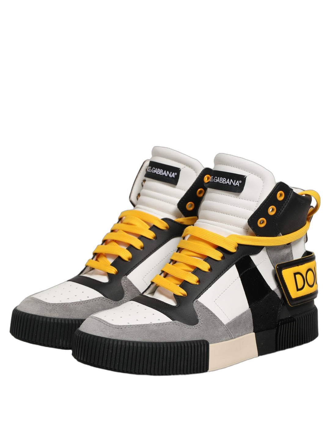 Dolce &amp; Gabbana Multicolor Leather High Top Sneakers Shoes