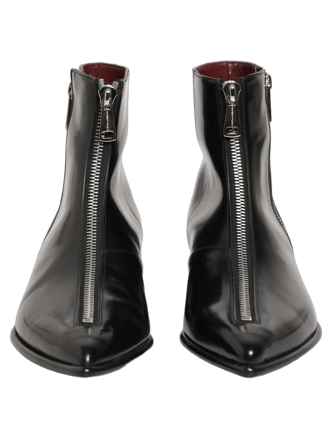 Dolce &amp; Gabbana Black Leather Zipper Mid Calf Men Boots Shoes
