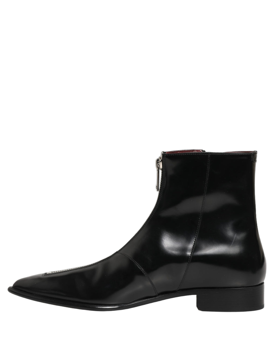 Dolce &amp; Gabbana Black Leather Zipper Mid Calf Men Boots Shoes