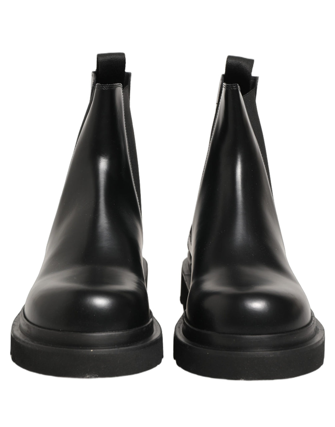 Dolce &amp; Gabbana Black Chelsea Boots Leather Slip On Men Shoes