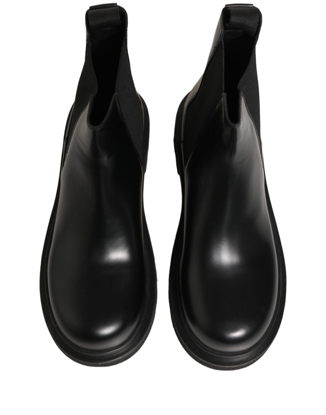 Dolce &amp; Gabbana Black Chelsea Boots Leather Slip On Men Shoes