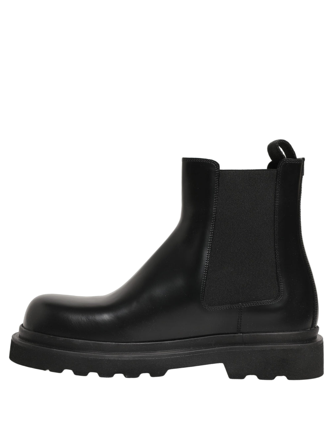 Dolce &amp; Gabbana Black Chelsea Boots Leather Slip On Men Shoes
