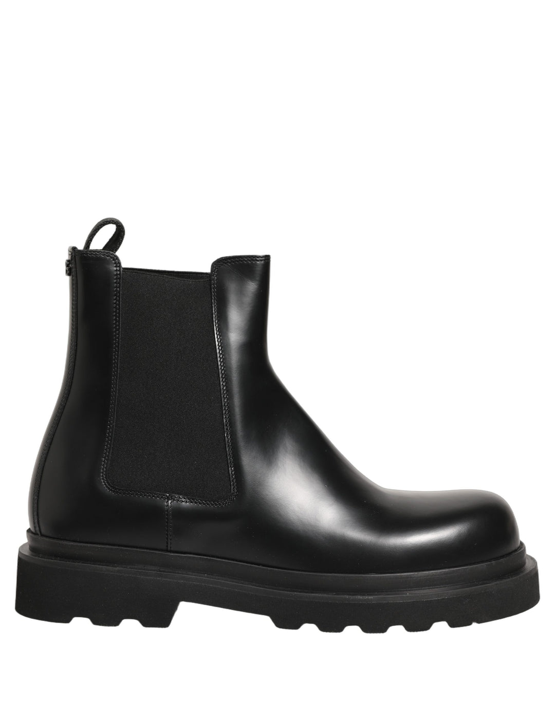 Dolce &amp; Gabbana Black Chelsea Boots Leather Slip On Men Shoes