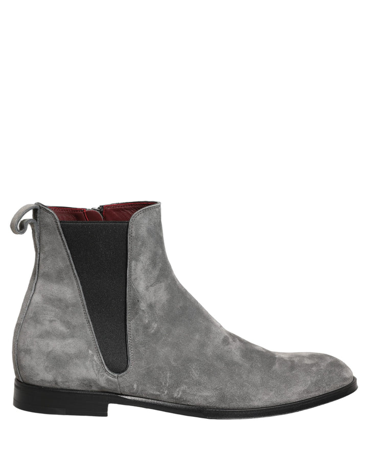 Dolce &amp; Gabbana Gray Suede Leather Chelsea Boots Shoes