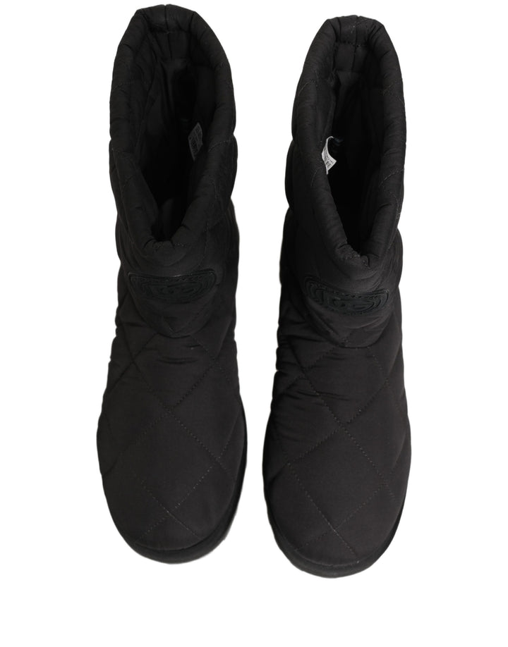 Dolce &amp; Gabbana Black Quilted Effect Mid Calf Boots Shoes