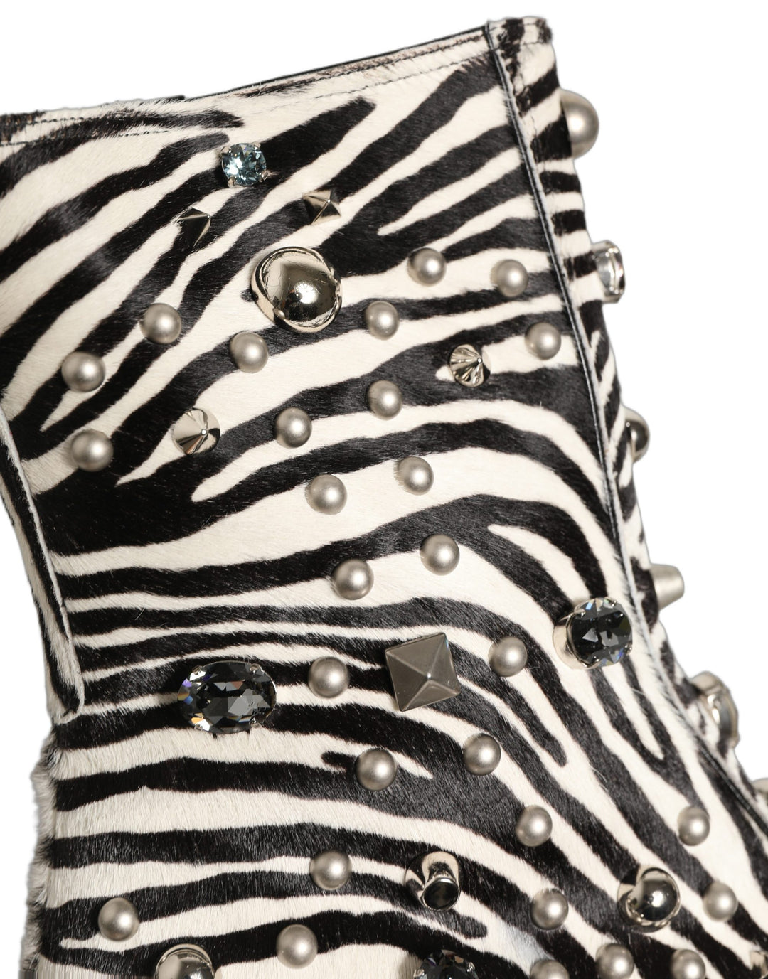 Dolce &amp; Gabbana Black White Zebra Embellished Boots Shoes