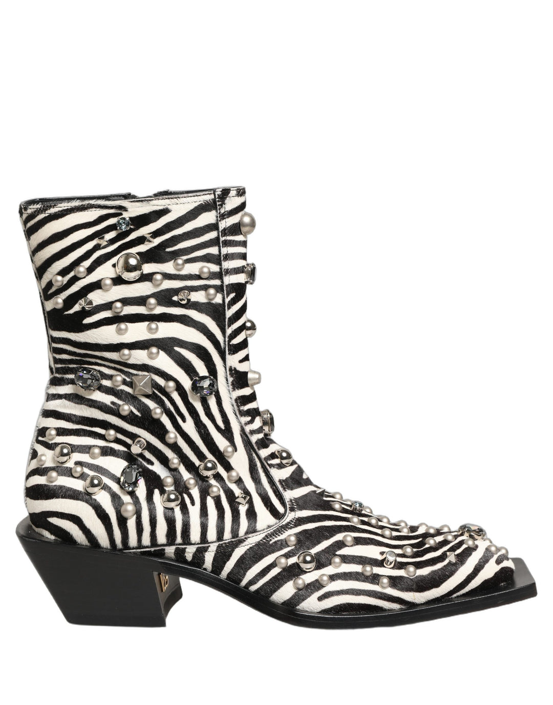 Dolce &amp; Gabbana Black White Zebra Embellished Boots Shoes