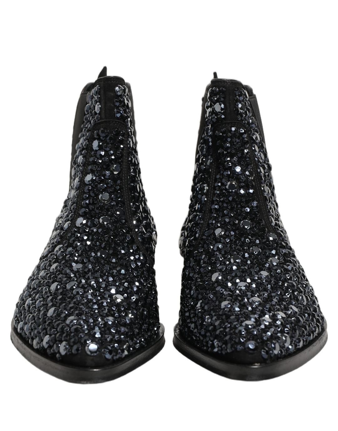 Dolce &amp; Gabbana Black Embellished Chelsea Ankle Boots Shoes