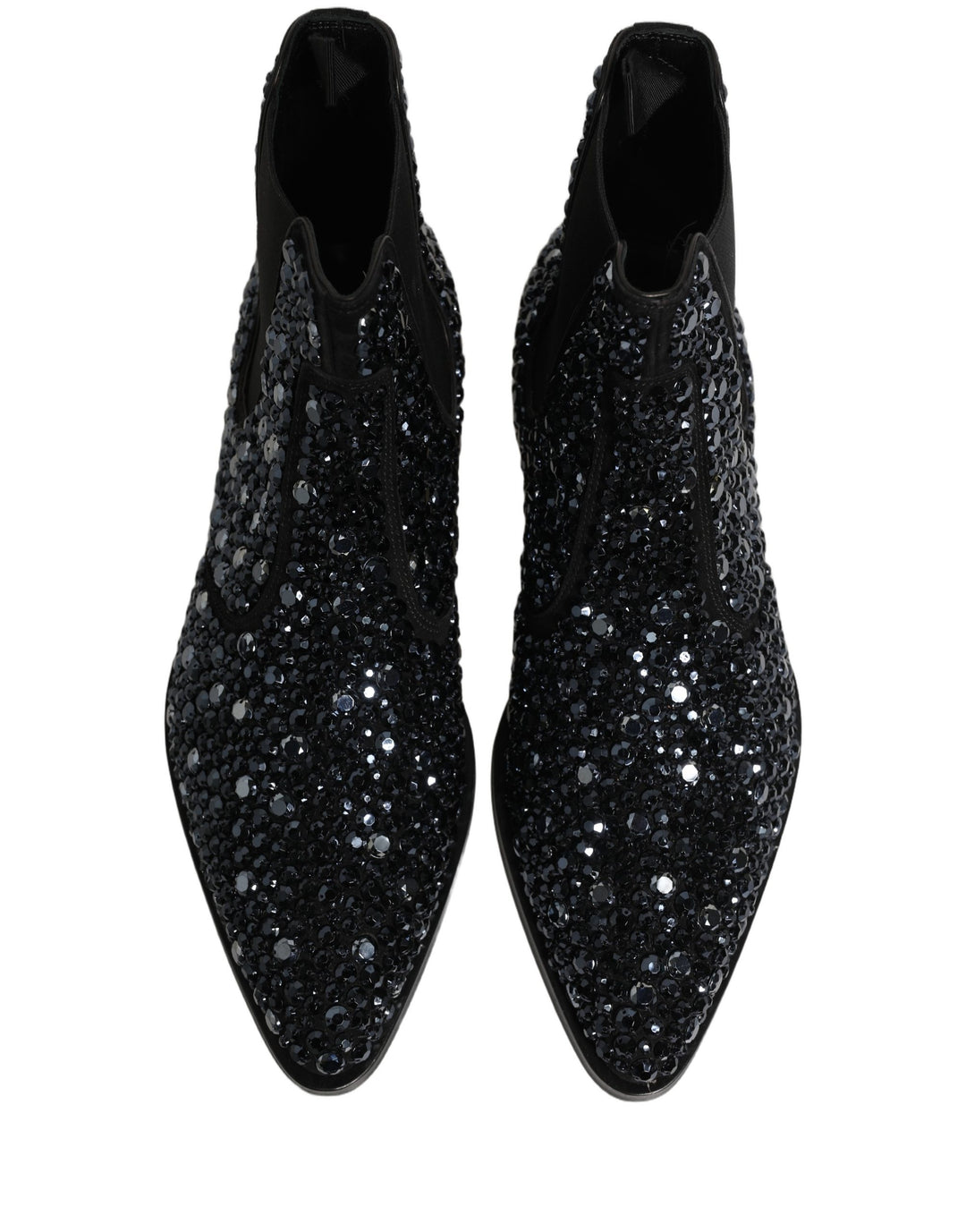 Dolce &amp; Gabbana Black Embellished Chelsea Ankle Boots Shoes