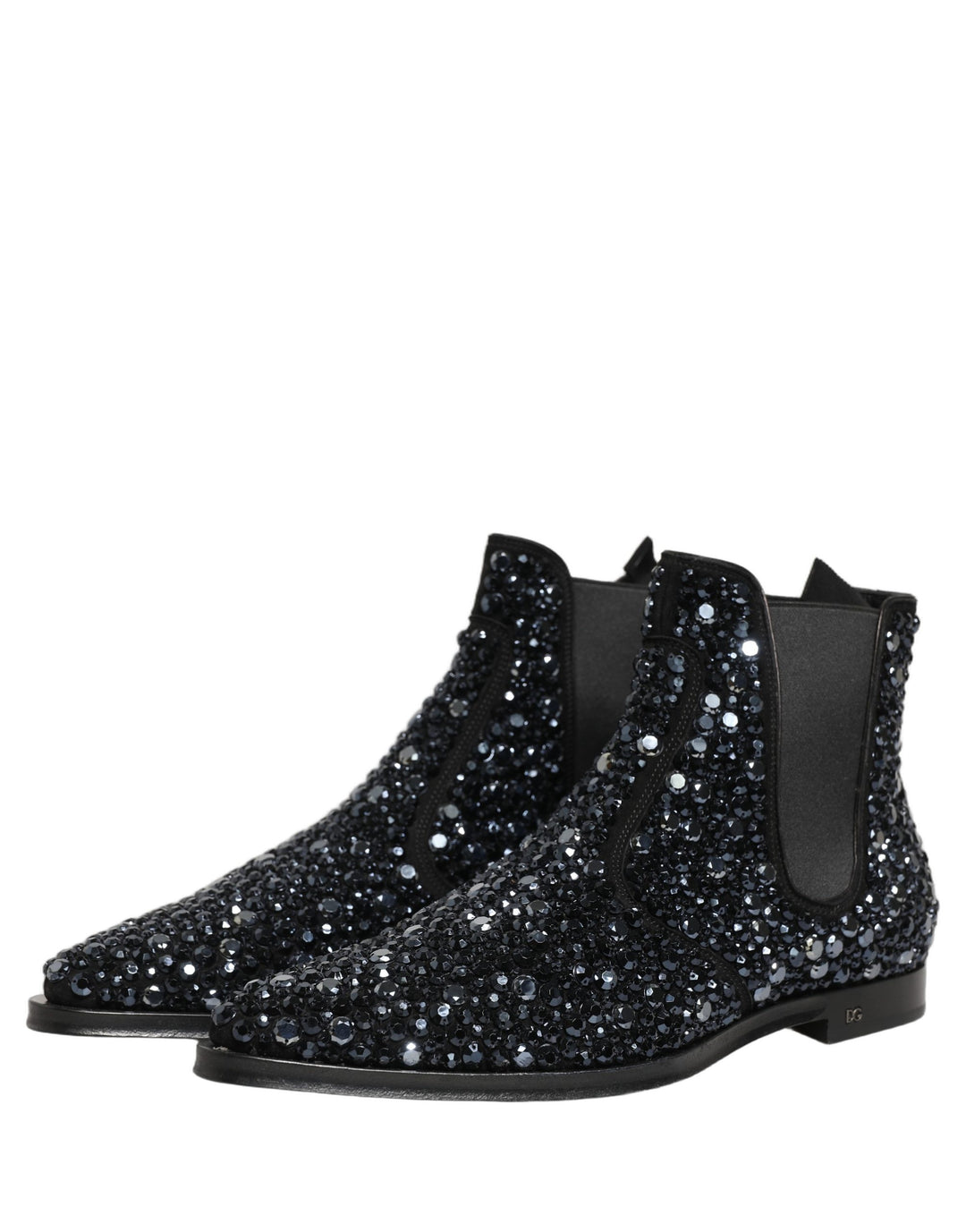 Dolce &amp; Gabbana Black Embellished Chelsea Ankle Boots Shoes